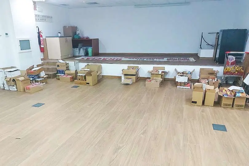 Zona de la Asamblea Local donde se prepara el reparto