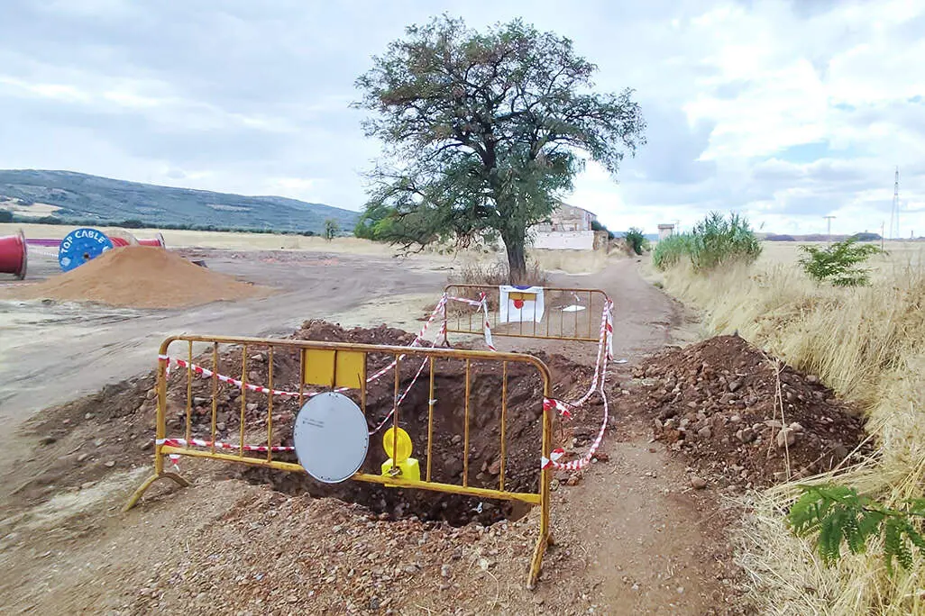 Zona de entronque entre tramos de la tuber&iacute;a, antes del diseminado