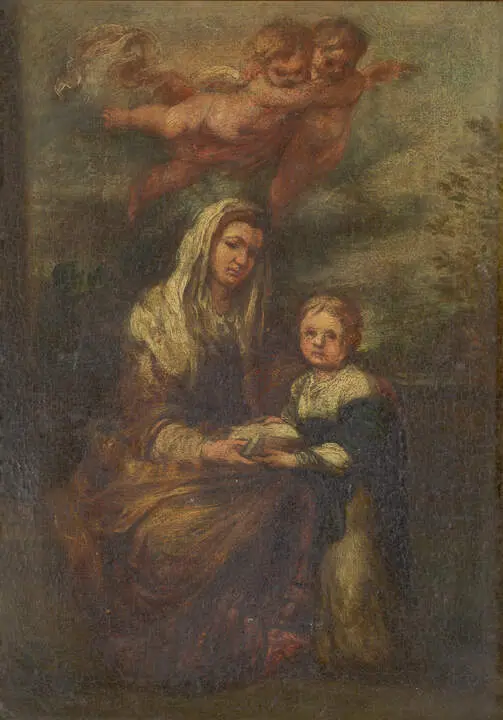 Boceto de Santa Ana dando una lecci&oacute;n a la Virgen