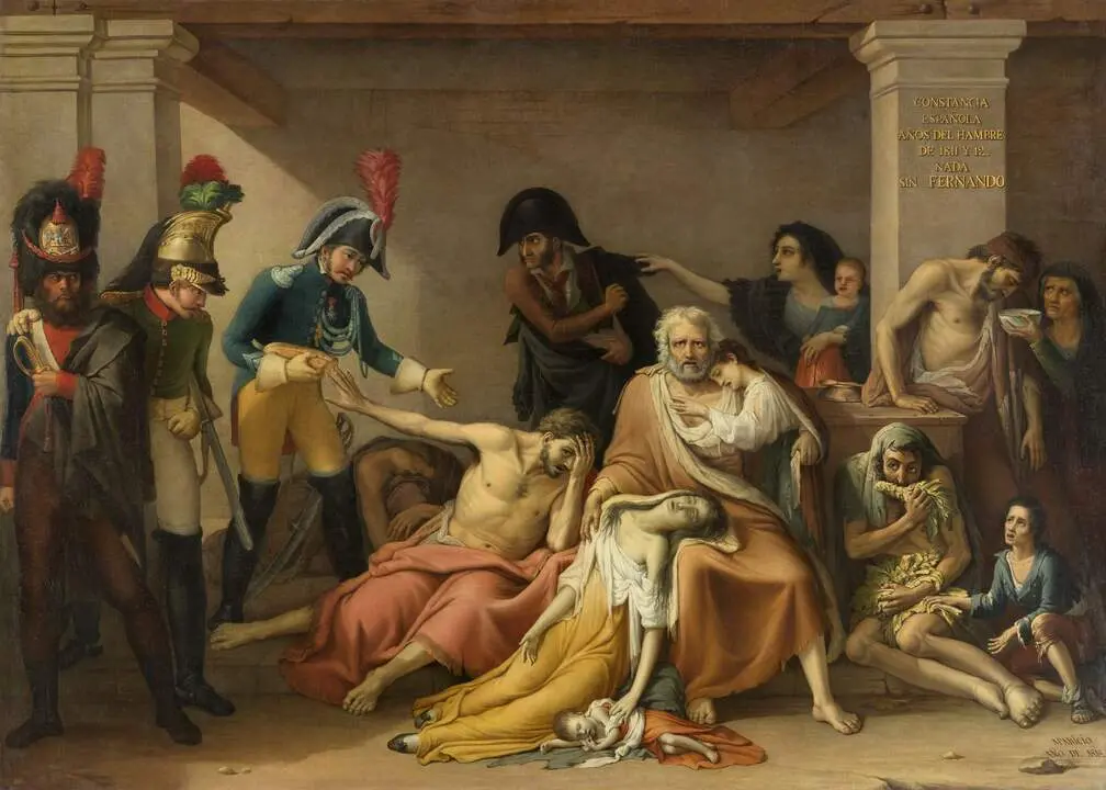 El a&ntilde;o del hambre de Madrid , Jos&eacute; Aparicio. &Oacute;leo sobre lienzo, 315 x 437 cm, 1818. Madrid, Museo Nacional del Prado, en dep&oacute;sito en el Museo de Historia de Madrid