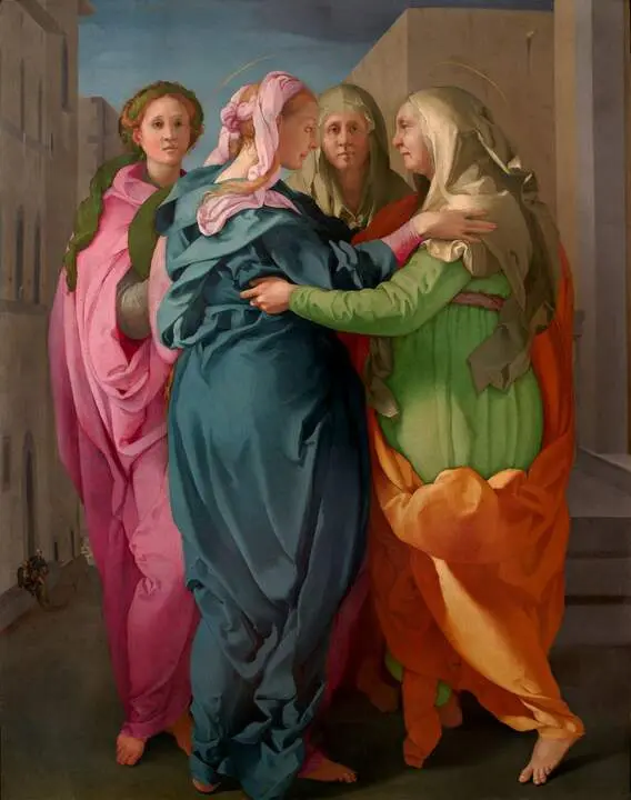 La Visitaci&oacute;n. Jacopo Carucci. Hacia 1528.Iglesia parroquial de San Michele Arcangelo de Carmignano (Prato), Di&oacute;cesis de Pistoia