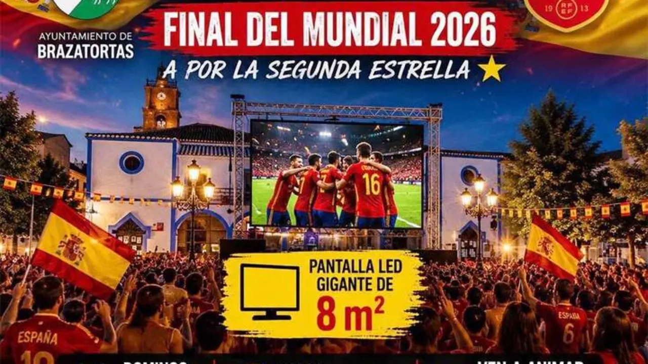 Cartel que anuncia la convocatoria para compartir la final del Mundial en Brazatortas