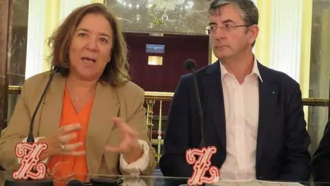La directora del Teatro de la Zarzuela, Isamay Benavente, el director del departamento de M&uacute;sica de la Fundaci&oacute;n Juan March, Miguel &Aacute;ngel Mar&iacute;n