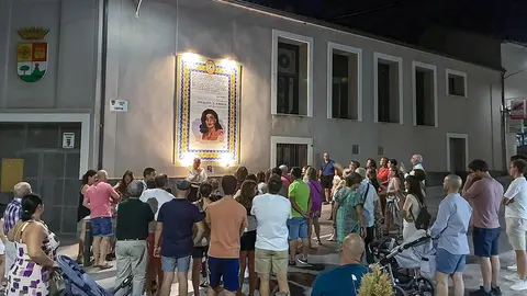 Panor&aacute;mica de visitantes en una de las cuatro paradas de los murales cer&aacute;micos cervantinos