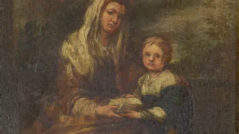 Boceto de Santa Ana dando una lecci&oacute;n a la Virgen