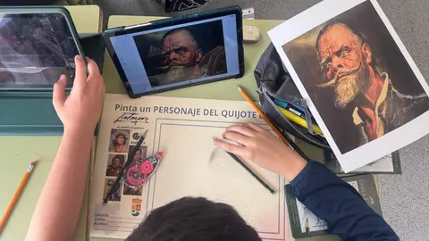 Un alumno reinterpreta el retrato del Quijote hecho por Palmero