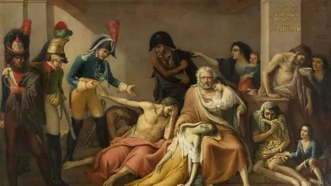 El a&ntilde;o del hambre de Madrid , Jos&eacute; Aparicio. &Oacute;leo sobre lienzo, 315 x 437 cm, 1818. Madrid, Museo Nacional del Prado, en dep&oacute;sito en el Museo de Historia de Madrid