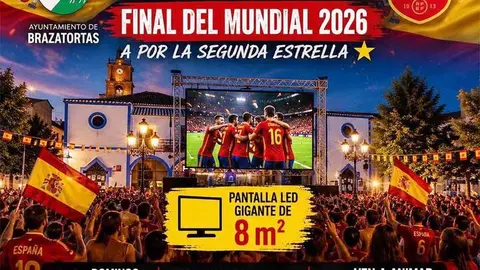 Cartel que anuncia la convocatoria para compartir la final del Mundial en Brazatortas