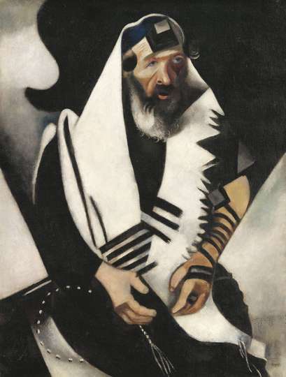 Rabino de blanco y negro / Judío rezando, 1923