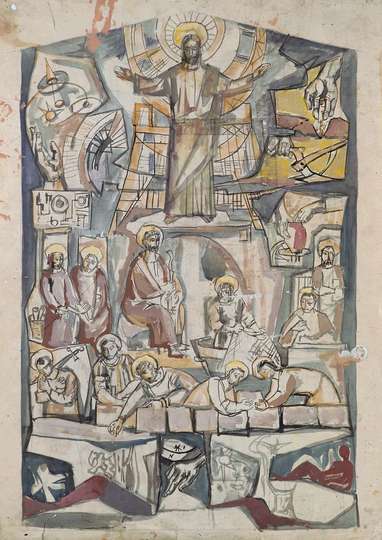 Boceto para el mural de la Iglesia de Jesús Divino Obrero, 1964