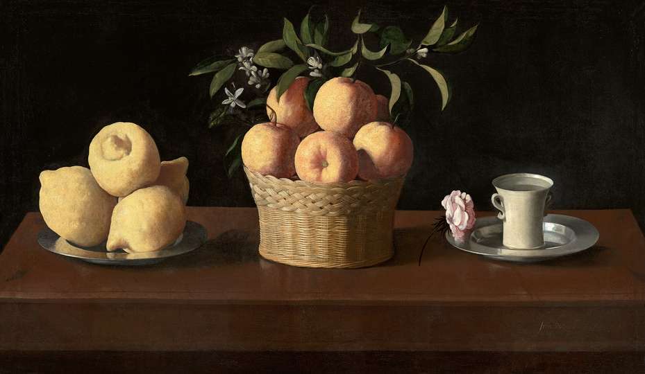 Bodegón con cidras, naranjas y rosa Francisco de Zurbarán (1598-1664) Óleo sobre lienzo. 62.2 x 109.5 cm 1633 Pasadena, Ca., The Norton Simon Foundation