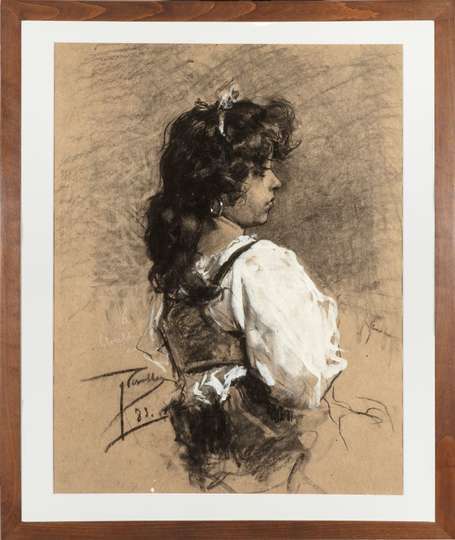 Joaquín Sorolla Bastida, Dibujo preparatorio para Cabeza de italiana, 1885, Museo Sorolla, n.º inv. 15415