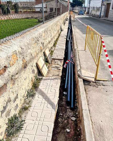 Conducciones de fundición dúctil que se han colocado en las obras