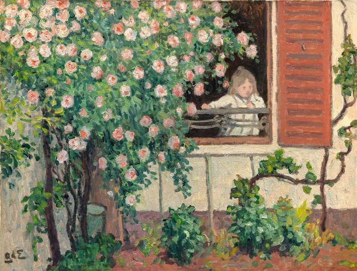 Georges d’Espagnat. Enfant à la fenêtre, le rosier grimpant [Niño en la ventana, el rosal trepador], c. 1901