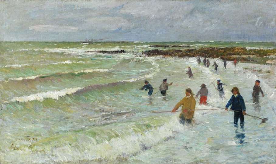 Henry Moret. Pêcheurs de crevettes, Larmor-Plage [Pescadores de gambas, Larmor-Plage], 1889