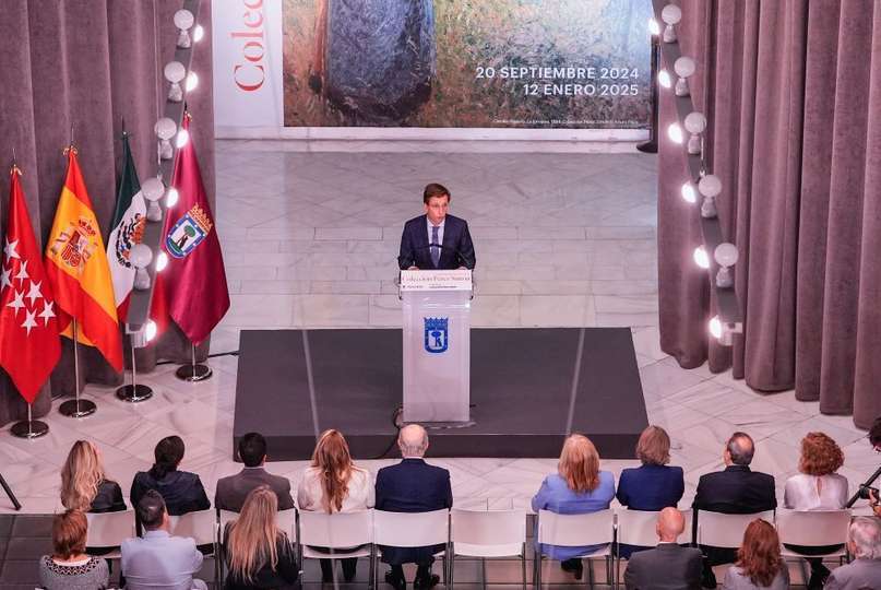 El alcalde de Madrid, José Luis Martínez-Almeida, durante la presentación de la exposición