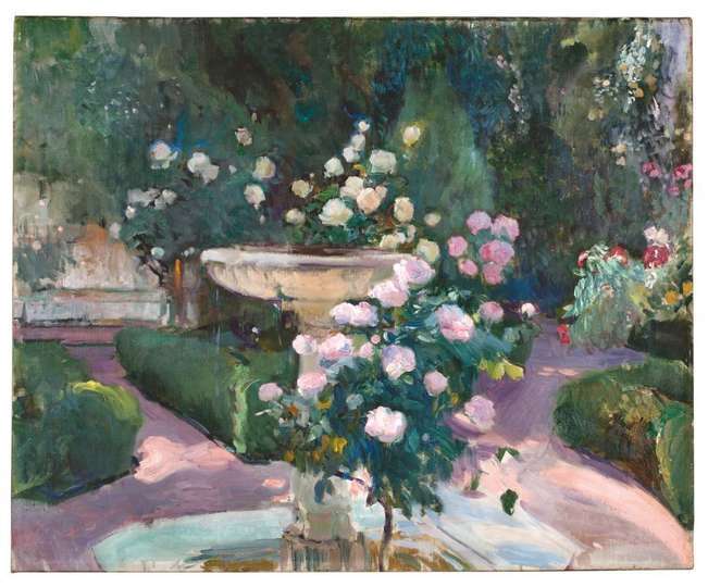 Fuente y rosal de la Casa Sorolla. Madrid, primavera de 1918 o 1919