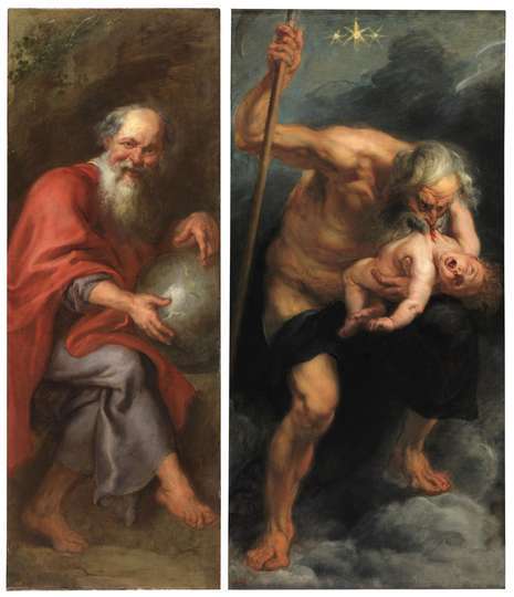 Demócrito, el filósofo que ríe Taller de Pedro Pablo Rubens, a la izquierda y Saturno devorando a un hijo Pedro Pablo Rubens, a la derecha