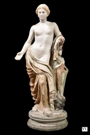 Venus tipo Lovatelli con idolillo .Taller pompeyano Mármol de Paros y restos de policromía Siglo I d. C.