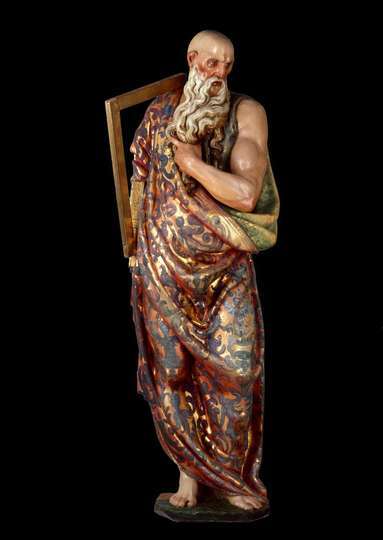 Santo Tomás .Gaspar Becerra (escultor) y Gaspar de Hoyos (y Gaspar de Palencia (policromadores). Madera policromada 1558-62 (talla) y 1570-79 (policromía)