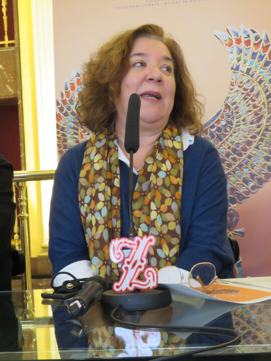 La rueda de prensa fue presentada y coordinada por la directora del Teatro, Isamay Benavente