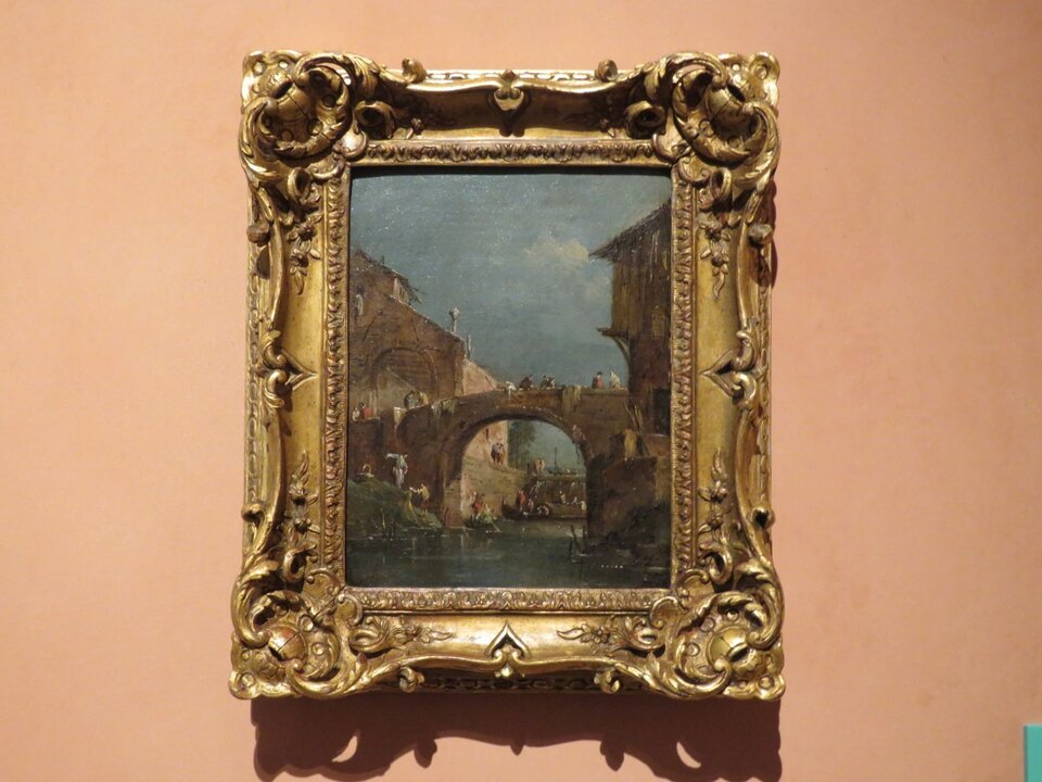 Francesco Guardi .El puente sobre el Brenta junto a las compuertas en Dolo, hacia 1770-1780