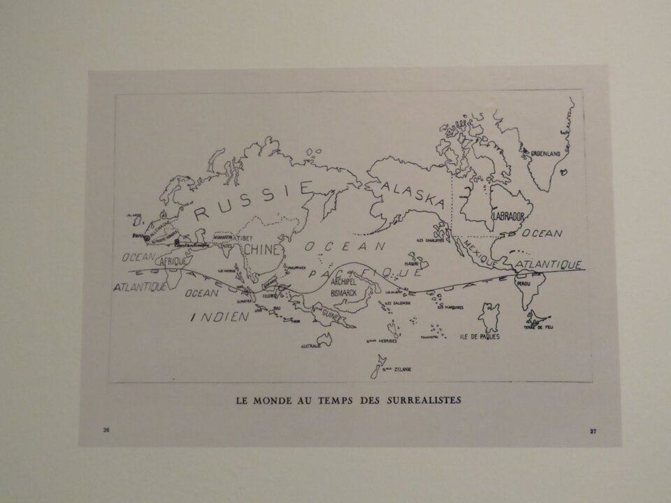 Mapa del mundo en la época de los surrealistas