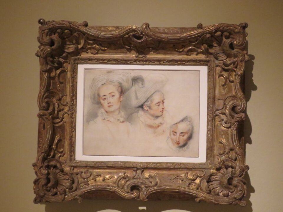 Jean Antoine Watteau Tres estudios de cabeza de mujer joven, hacia 1716-1717