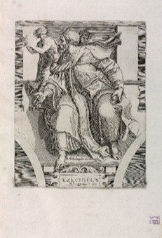 Estampa realizada a partir del fresco de la Capilla Sixtina de Miguel Ángel. Michelangelo Buonarroti (1475-1564) Michele Greco (1541-1604), grabador. Antoine Lafréri (1512-1577), editor. Roma, ca. 1576 BNE, ER/1284 (165)