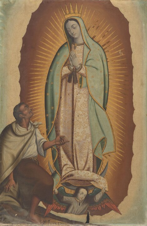 Primera aparición de la Virgen de Guadalupe Autoría desconocida (Puebla) Óleo sobre lienzo h. 1690-1720 Jerez de la Frontera (Cádiz), iglesia de San Miguel