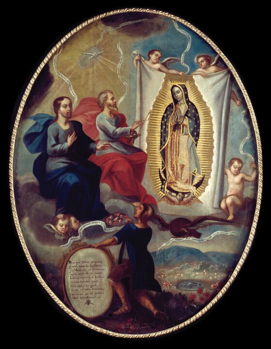 El Padre Eterno pintando a la Virgen de Guadalupe Atribuido a Joaquín Villegas (act. h. 1713-53) Óleo sobre lienzo h. 1740-50 Ciudad de México, INBAL/Museo Nacional de Arte, Donación FONCA, 1991