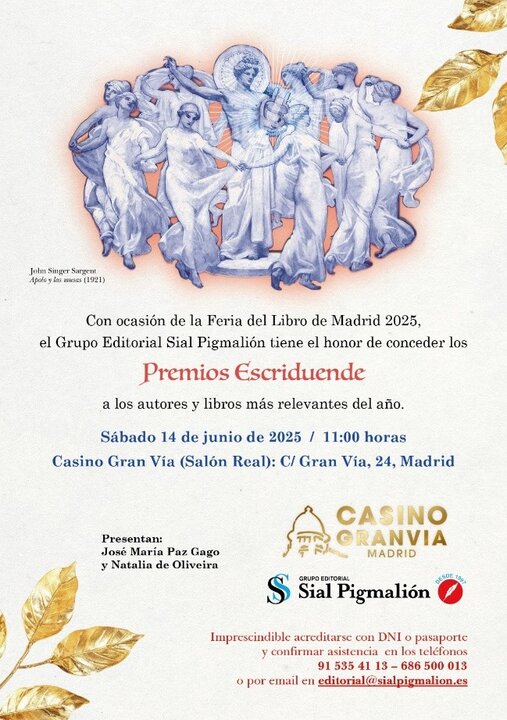 La Gala de entrega de los Premios Escriduende 2025 tuvo lugar en el Casino de Madrid, en Gran Vía 24