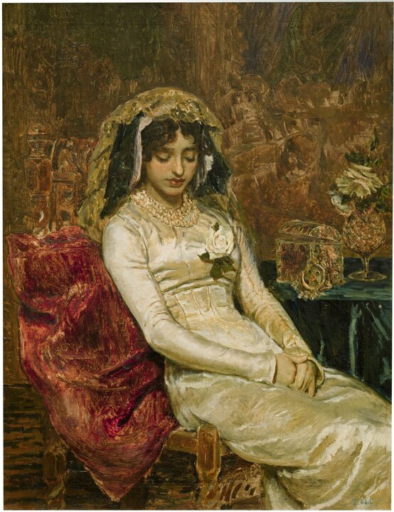 Antes de la boda Muñoz Degrain, Antonio Óleo sobre lienzo, 120 x 95 cm 1882 Madrid, Museo Nacional del Prado. Adquirido en 1884