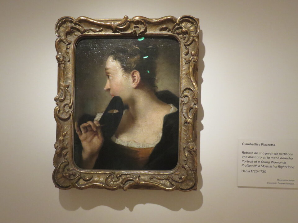 Retrato de una joven de perfil con una máscara en la mano derecha, de Giambattisa Piazzeta