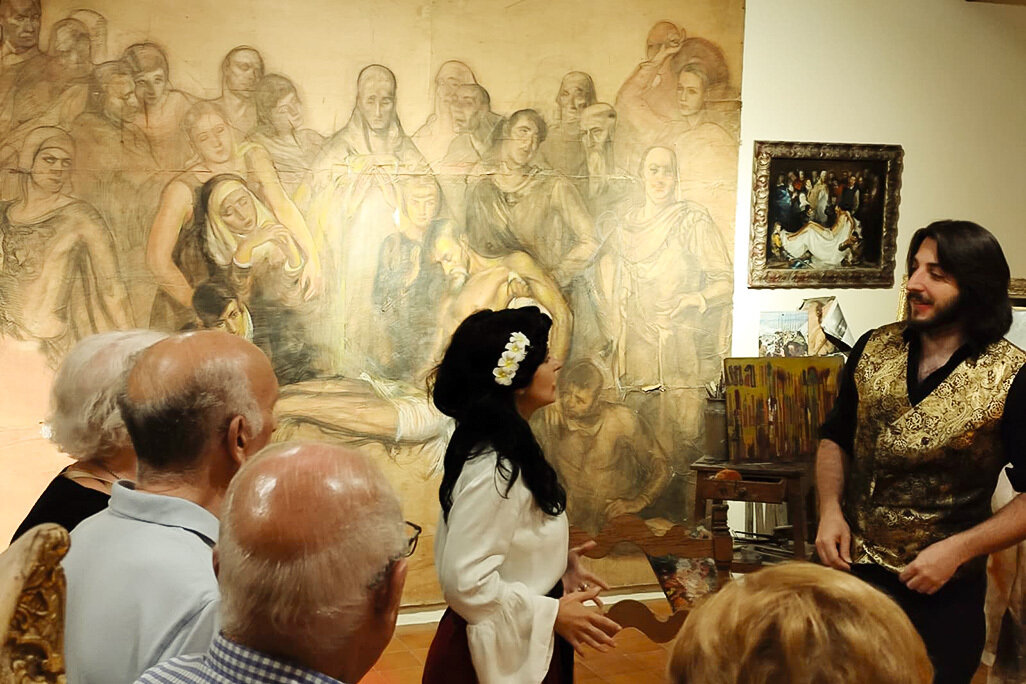 Momento de la visita al estudio original donde creaba su arte Alfredo Palmero de Gregorio