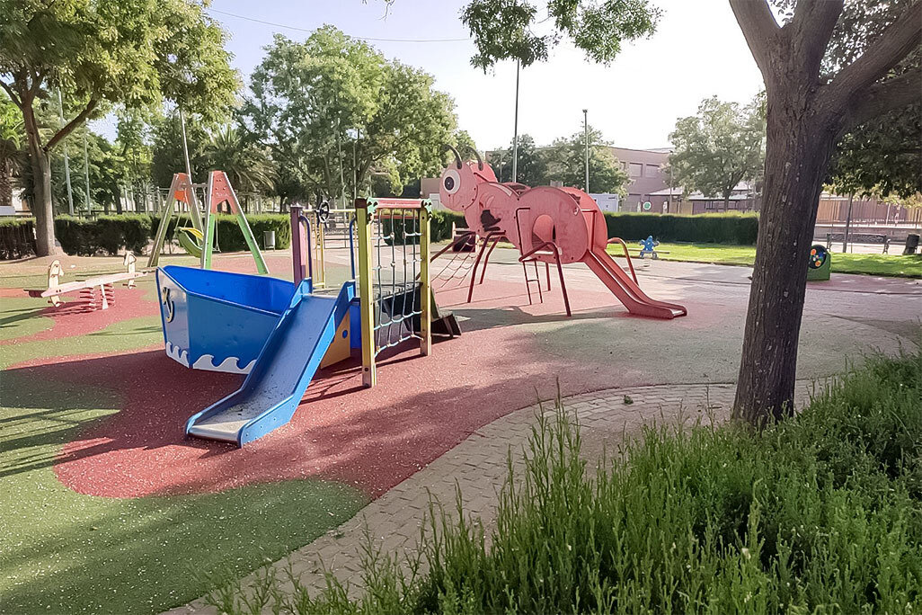 La zona infantil intervenida se encuentra en el Parque _Huerta Asaura_