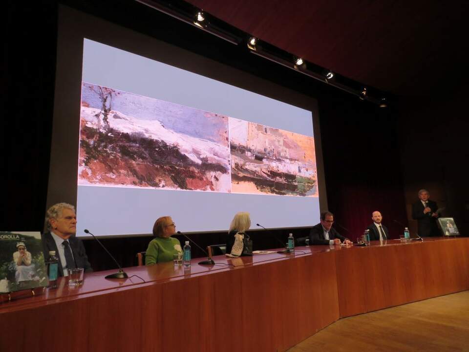 Greg Warden, director del Custard Institute; Amanda Dorset, directora del Meadows Museum; Blanca Pons-Sorolla, autora del libro; Enrique Varela, director del Museo Sorolla; Gonzalo Saavedra, director de Ediciones El Viso y Javier Barón ,jefe de Conservación de Pintura del Siglo XIX del Museo Nacional del Prado