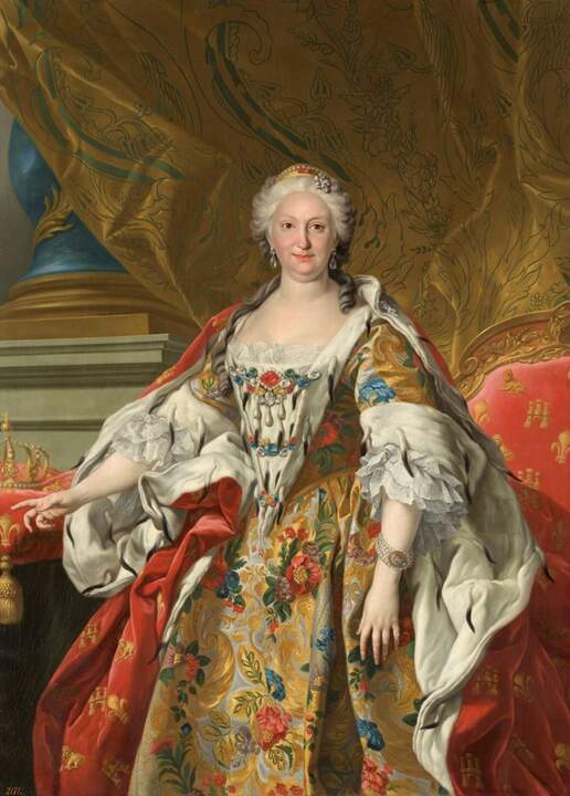 La reina Isabel de Farnesio. Louis-Michel van Loo . Óleo sobre lienzo, 150 × 110 cm. h. 1739 . Planta 1. Sala 17