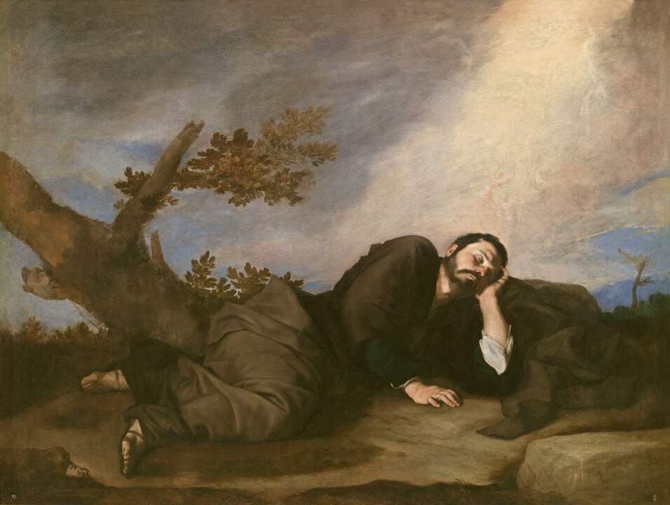 El sueño de Jacob. José de Ribera . Óleo sobre lienzo, 179 × 233 cm. 1639 . Planta 1. Sala 9