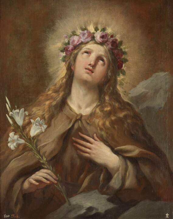 Santa Rosalía. Luca Giordano. Óleo sobre lienzo, 81 × 64 cm . h. 1697 . Planta 1. Sala 4
