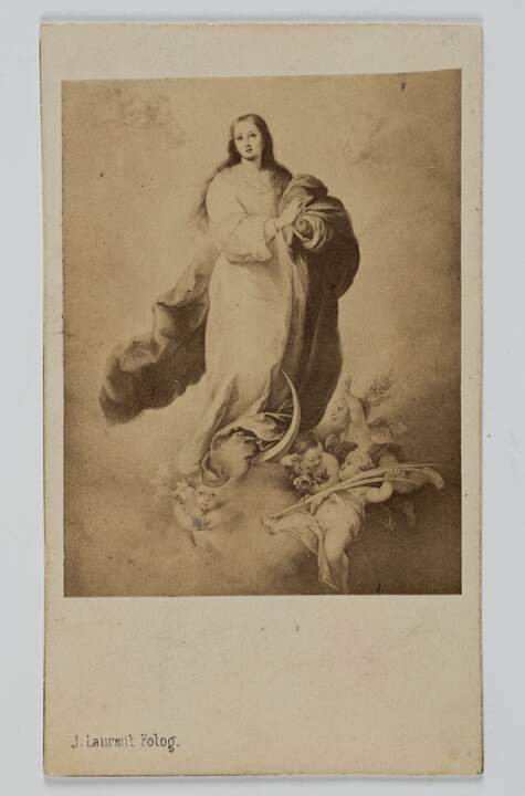 La Inmaculada de El Escorial, de Murillo . Juan Laurent (1816-1886) . Carte de visite. Papel a la albúmina sobre un segundo soporte de cartón. Firmada. h. 1865 . Adquirida en 2025. HF-8923