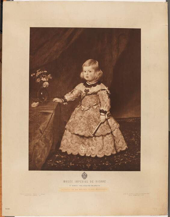 La infanta Margarita de Austria, de Velázquez. Braun, Clement & Cie. (act. 1889-1910). Carbón sobre un segundo soporte de cartón. Firmada y fechada. 1899 . Archivo del Museo del Prado