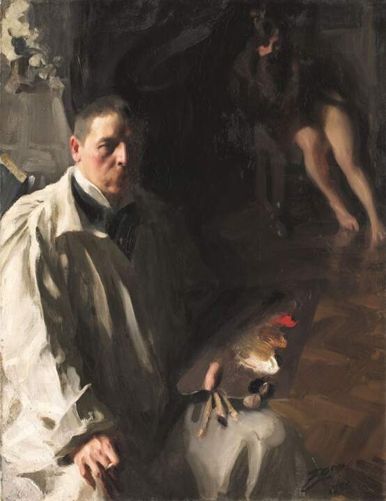 Anders Zorn. Autorretrato con modelo, 1896