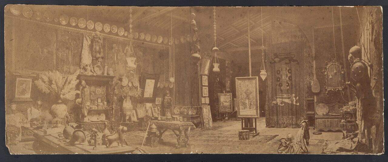 Estudio de Mariano Fortuny en Roma. Autoría desconocida. Papel a la albúmina sobre un segundo soporte de cartón h. 1871. Adquirida en 2025. HF-8890