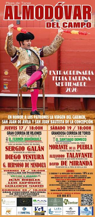 Cartel con los festejos que forman parte del abono